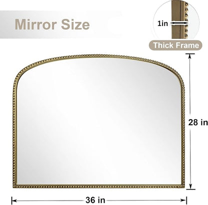 36"X28" Arched Mirror, Metal Beaded Frame Mirror - Image 2