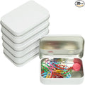 Small Metal Box With Lid-Cookie Tins Metal Tins With Lids Lens Wipes Storage Container Mini Portable Box,Empty Hinged Tin,For Organize Mint Candy Jar,Sewing (White, 6 Pcs 3.7" x 2.4" x 0.8")