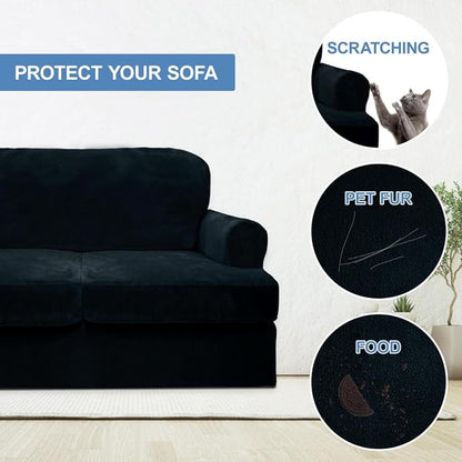 CUCRAF T Cushion Sofa Cover 3 Piece Loveseat Slipcovers, Soft Thick Velvet - Image 4