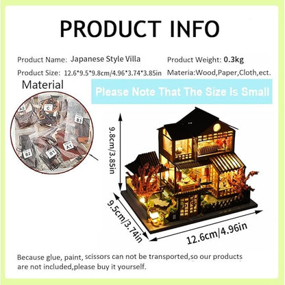 TOPBSFARNY Miniature Wooden Dollhouse Japanese House DIY Doll House Kit Villa - Image 3