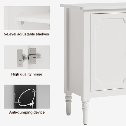 FansaFurn Sideboard with 4 Doors, Mid-Century Console Table with Adjustable - Image 4