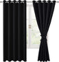 Grommet Blackout Curtains for Bedroom 60 x 72 Inches Black 2 Panels | Thermal by Hiasan
