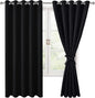 Blackout Curtains for Bedroom, 60 x 63 Inches Length Black 2 Panels | Thermal by Hiasan