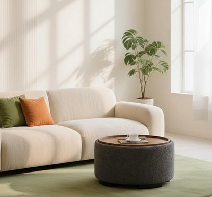 29.5 Inch Round Storage Ottoman Coffee Table, Modern Circle Coffee Table - Image 4