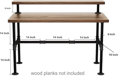 42'' x 28'' Industrial Pipe Table Legs Set, Iron-Cast Finish Piping - Image 3