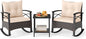Tangkula 3 Pieces Outdoor Rocking Chairs Set, Rattan Heavy Duty Cushioned by TANGKULA