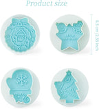 Cookie Stamps Set of 4, Cookie Press Mold, Decorating Supplies for DIY Baking, Cake, Pastry, Easy to Use- Christmas Series