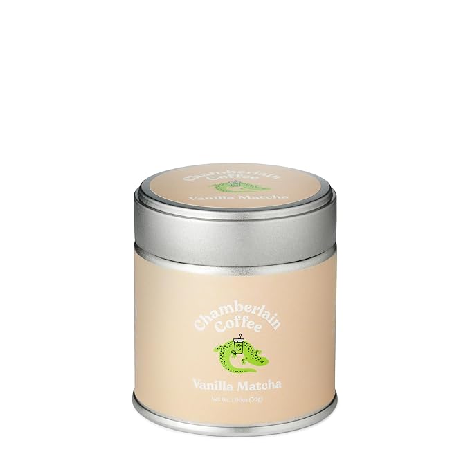Chamberlain Coffee Vanilla Matcha Green Tea Powder - Madagascar Vanilla + Ceremonial Grade - Hot or Iced - Organic, Vegan & Gluten-Free Matcha Powder - 1.06 oz