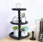 3 Tier Serving Tray， Wood Cupcake Stand，3 Tier Cupcake Stand，Tiered Tray Stand，Wooden Tiered Tray Stand，Suitable for Weddings/Birthdays/Dinners，（Black）.