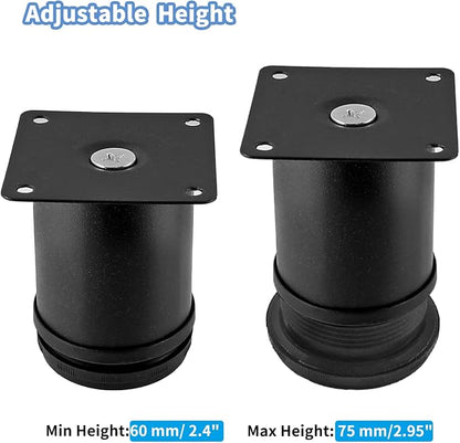 Set of 4 Stainless Steel Furniture Legs 2.4 Inch, Adjustable Round Cabinet Legs - Image 3