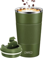 16oz Travel Coffee Mug Spill Proof, Insulated Coffee Mug with Lid, Leakproof Coffee Tumbler,Stainless Steel Vacuum Coffee Cup for Hot/Cold Drinks, Reusable Coffee Cup for Men Women -510ml,Dark Green
