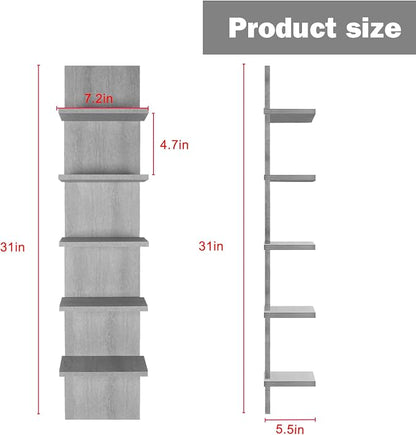 Homaterial 5 Tier Wall Shelf, Floaing Lack Shelf - Image 3