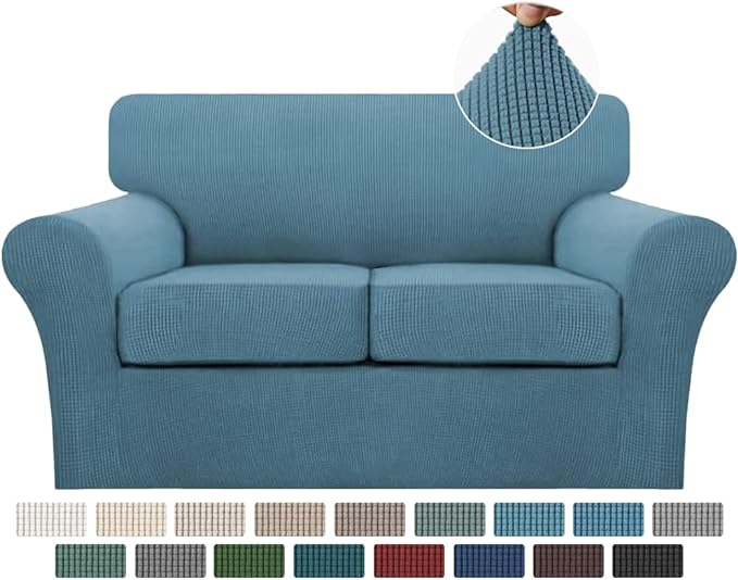 Turquoize 3 Piece Sofa Covers for 2 Cushion Couch Sofa Slipcover Soft Couch by Turquoize