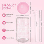SANDJEST Christian Glass Can Tumbler 16oz, Inspirational Glass Cup with Lid & Straw, Iced Coffee Aesthetic Cups for Women Girls, Gifts Idea for Christmas Birthday