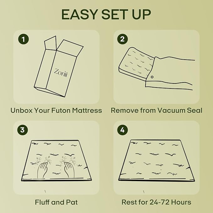 ZonLi Japanese Floor Futon Mattress Twin Size 75"x 39", 100% Cotton Cover 2.5'' - Image 7