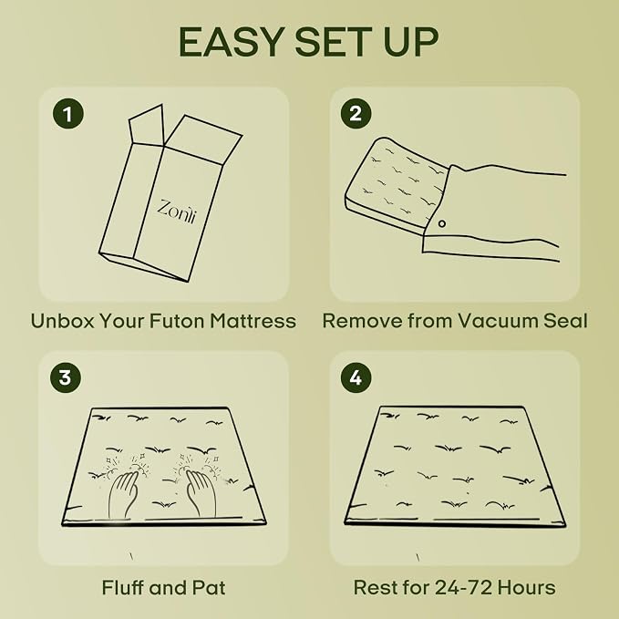 ZonLi Japanese Floor Futon Mattress Full Size 75"x 54", 100% Cotton Cover 2.5'' - Image 7