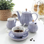 Sweejar Royal Teapot, Ceramic Tea Pot with Removable Stainless Steel Infuser, Blooming & Loose Leaf Teapot - 28 Ounce(Purple)