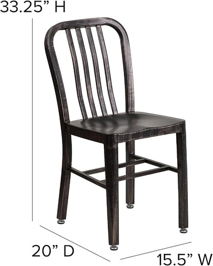 Flash Furniture Gael Commercial Grade 2 Pack Black-Antique Gold Metal - Image 3