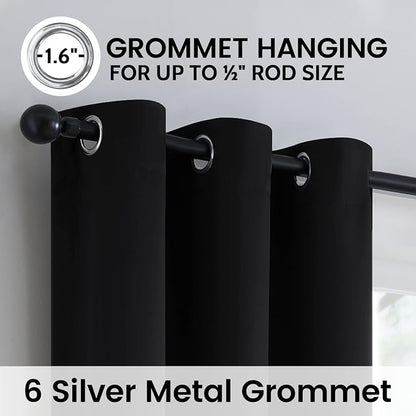 SimpleHome Black 100% Blackout Curtains Room Darkening Living Room 63 Inch | - Image 6