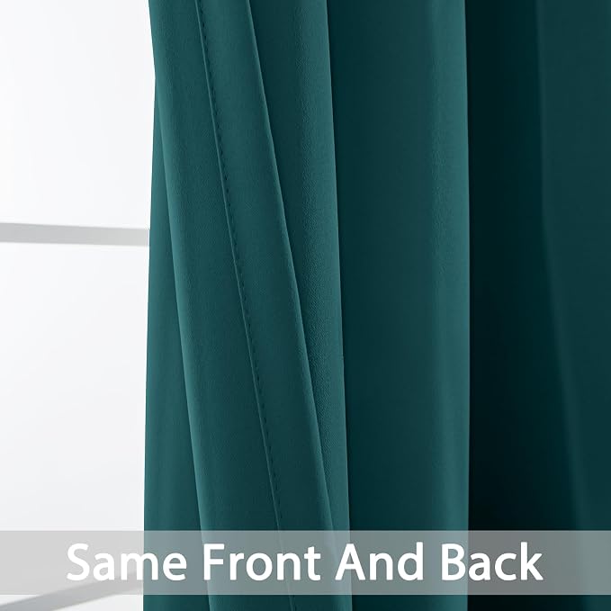 Yakamok Room Darkening Curtains 52x84 inch Length Dark Teal-Living Room | 2 - Image 3