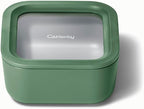 Caraway Glass Food Storage, 4.4 Cup - Ceramic Coated, Non-Toxic, Non-Stick Lunch Box With Glass Lids - Easy to Store, Dishwasher, Oven, & Microwave Safe - Sage