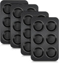 TeamFar Muffin Pan Set of 4, 6 Cup Muffin Tin Cupcake Pan Tray with Nonstick Coating and Stainless Steel Core, for Home/Kitchen Baking, Healthy & Heatproof, Release Easily & Easy Clean