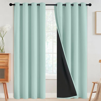 SimpleHome Aqua 100% Blackout Curtains Room Darkening Living Room 96 Inch | by SimpleHome