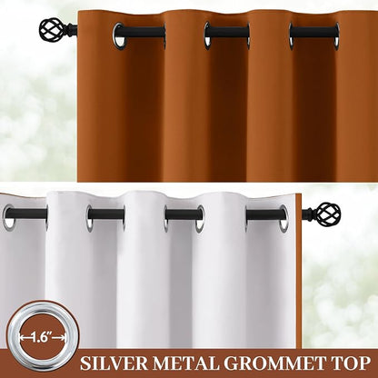 Yakamok Burnt Orange 100% Blackout Curtains 84 Inches Long 50" Wide 2 PCS | - Image 2