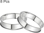 HARFINGTON 8pcs Crumpet Rings 3.94" Nonstick Round Cake Ring Stainless Steel Double Rolled English Pastry Rings for Kitchen Baking Crumpet Dessert, Silver