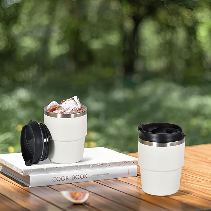 6oz Vacuum Insulated Espresso Cup Set of 2, Espresso Shot Cup for Coffee, Double Wall Stainless Steel Mini Tumbler Shot Glasses with Lid, Mini Coffee Cup