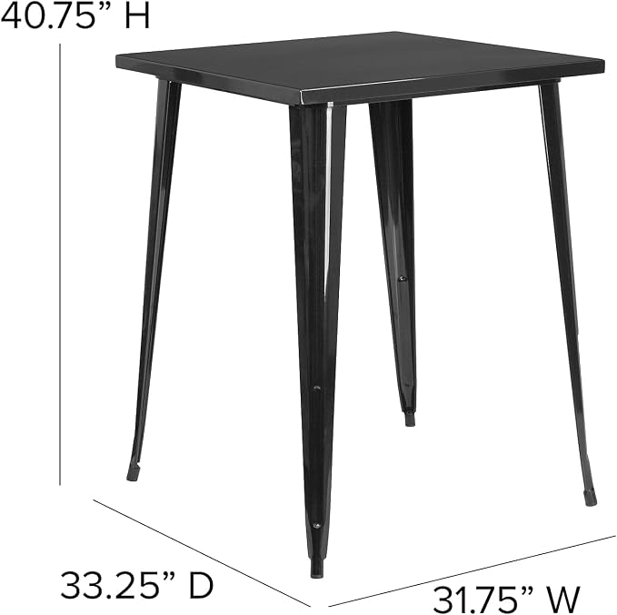 Flash Furniture Nolan Commercial Grade 31.5" Square Black Metal Indoor-Outdoor - Image 3