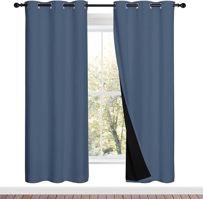 NICETOWN 100% Blackout Curtains Thermal, Stone Blue, 1 Pair, W37 x L70 by NICETOWN