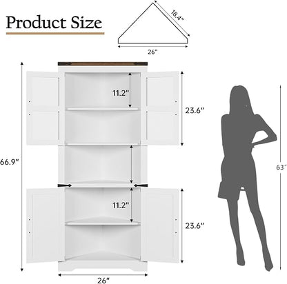 GarveeHome Tall Corner Cabinet, Farmhouse Corner Storage Cabinet - Image 2