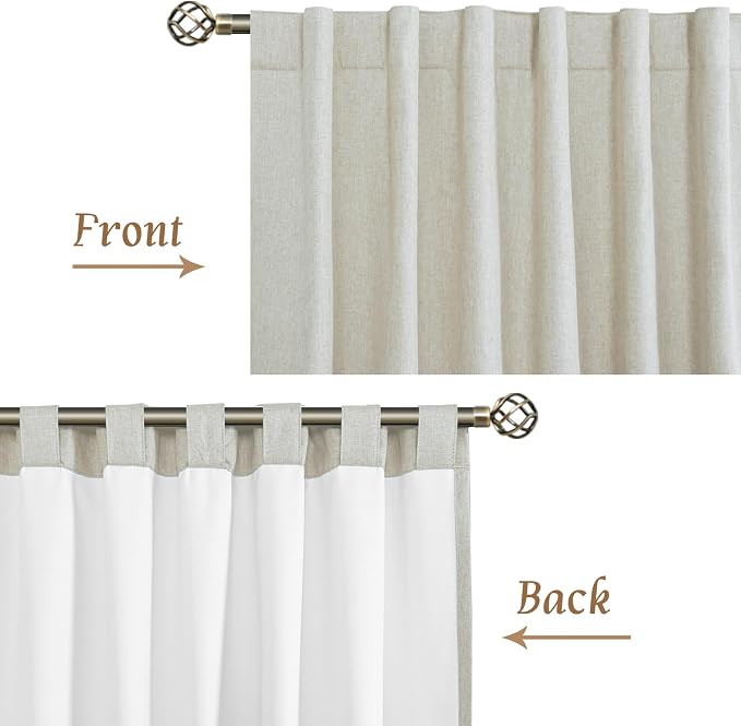 Natural 100% Blackout Linen Curtains 63 Inches - Image 9
