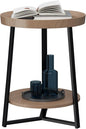 Gadroad Round End Table with Storage Shelf, 2 Tier Farmhouse Side Table by Gadroad