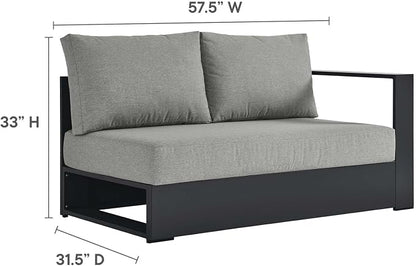 Modway Tahoe Aluminum 3-Piece Outdoor Patio Furniture Gray, Modular Sectional - Image 7