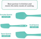 Elihome Chef Series 3 Piece Silicone Spatula Set - 600°F Heat Resistant Non Stick Rubber Kitchen Scraper Spatulas for Cooking, Baking, and Mixing – BPA Free and LFGB Certified Silicone, Green Color