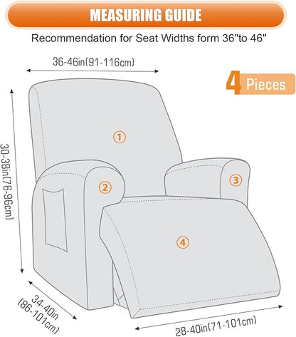 VANSOFY Oversized Recliner Chair Cover, 4-Pieces Stretch Recliner Covers - Image 2