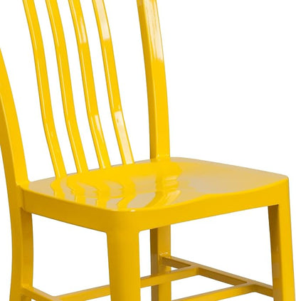 Flash Furniture Gael Commercial Grade 2 Pack Yellow Metal Indoor-Outdoor Chair - Image 8