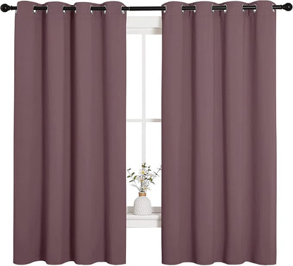 NICETOWN Bedroom Curtain Panels Blackout Draperies, Dry Rose, 1 Pair, 55 by - Image 2