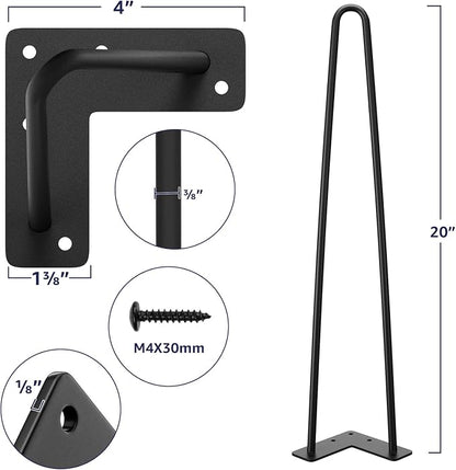 SMARTSTANDARD 20 Inch Heavy Duty Hairpin Furniture Legs, Metal Home DIY Projects - Image 2