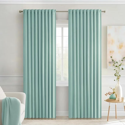 MIULEE Aqua Back Tab Blackout Curtains 52x84 Inch Length 2 Panels Set | Rod by MIULEE
