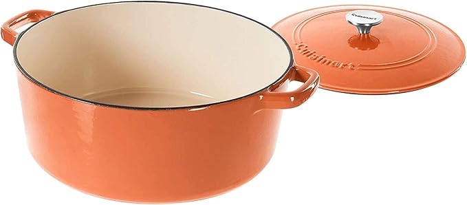 Cuisinart Chef's Classic Enameled Cast Iron Round Covered Casserole (Terracotta Orange, 7- Quart)