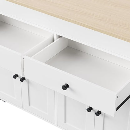 74.5 Inch Kitchen Island with Extendable Dining Table, Rolling Kitchen Island - Image 8