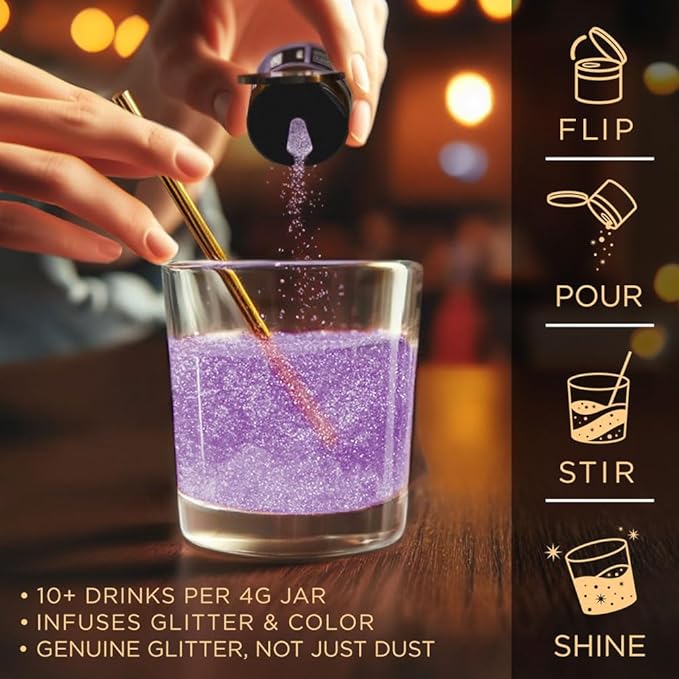 Brew Glitter Light Purple Edible Drink Glitter 1x 4g Jar for Cocktails, Beer, & Beverages
