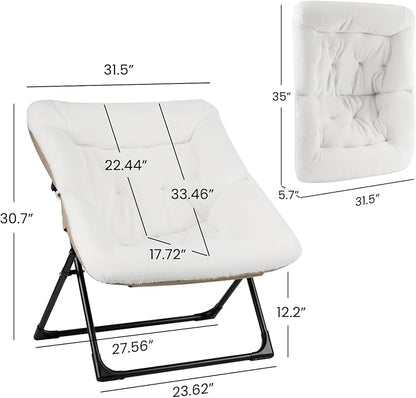 Comfy Saucer Chair for Adults, Soft Faux Fur Bedroom Chair, Accent Dorm Chairs - Image 3