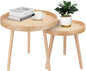 Round Coffee Table Set of 2, Natural Boho Coffee Tables, Small Mid Century by ZYBTtoCreateHappyMemories