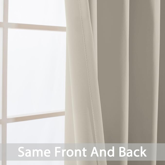 Yakamok Room Darkening Curtains 52x63 inch Length Stone-Living Room | 2 panels - Image 4