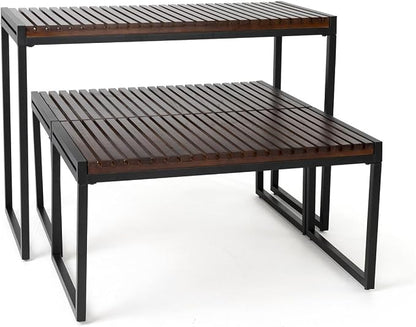 Displays2go Rustic Wooden Nesting Display Tables - Image 5