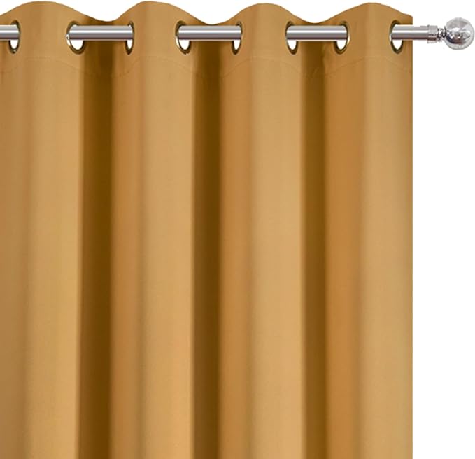Blackout Curtains 66 x 95 inch/Mustard Yellow Curtains Set of 2 Panels/Thermal - Image 6